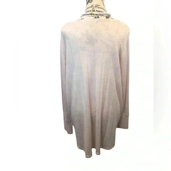 Roamans Large 18/20 Long Pink Button Front Knit sweater L/S Light weight - Picture 2 of 5